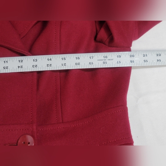Kenneth Cole Reaction Womens Size 10 Burgandy Wool Blend Pea Coat Size 10 - Picture 3 of 11